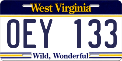 WV license plate OEY133