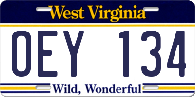 WV license plate OEY134