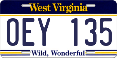 WV license plate OEY135