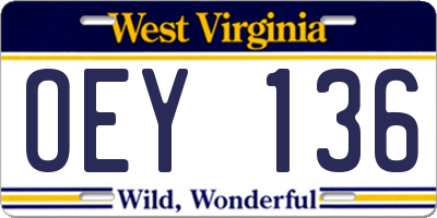 WV license plate OEY136