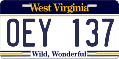 WV license plate OEY137