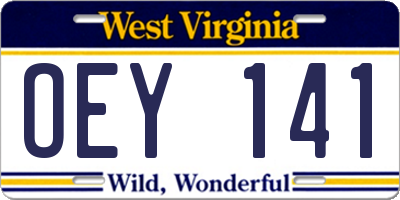 WV license plate OEY141