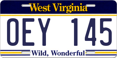 WV license plate OEY145