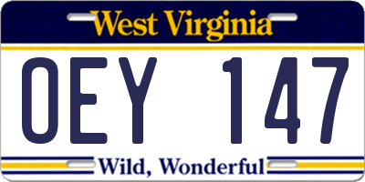 WV license plate OEY147