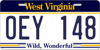 WV license plate OEY148