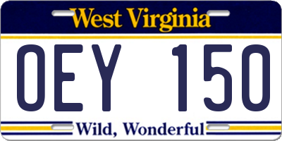 WV license plate OEY150