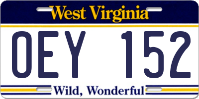 WV license plate OEY152