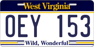 WV license plate OEY153