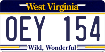 WV license plate OEY154