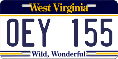 WV license plate OEY155