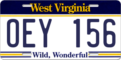 WV license plate OEY156