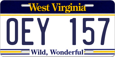 WV license plate OEY157
