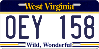 WV license plate OEY158