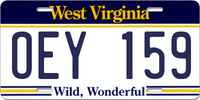 WV license plate OEY159