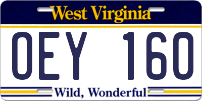 WV license plate OEY160