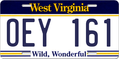 WV license plate OEY161
