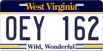 WV license plate OEY162