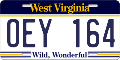 WV license plate OEY164