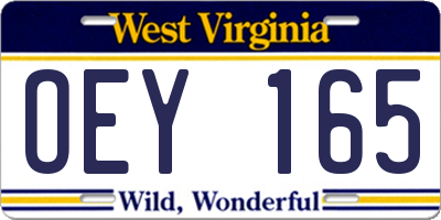 WV license plate OEY165