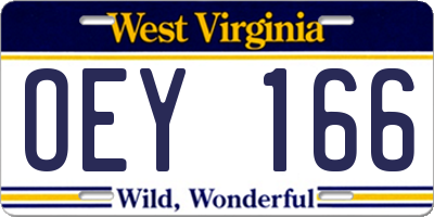 WV license plate OEY166