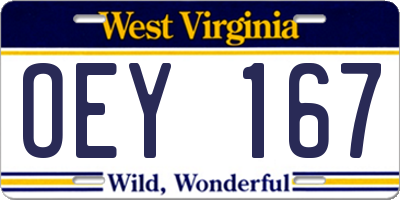 WV license plate OEY167