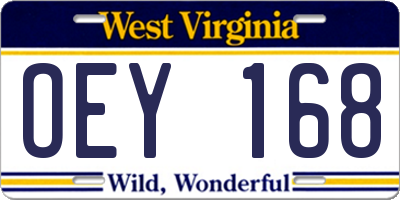 WV license plate OEY168