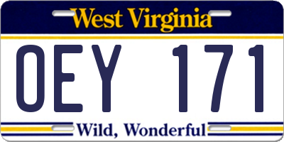 WV license plate OEY171