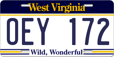WV license plate OEY172