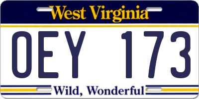 WV license plate OEY173