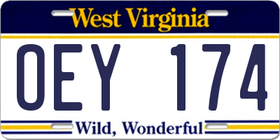 WV license plate OEY174