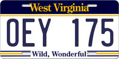 WV license plate OEY175