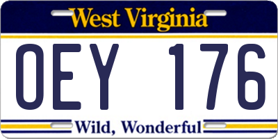 WV license plate OEY176