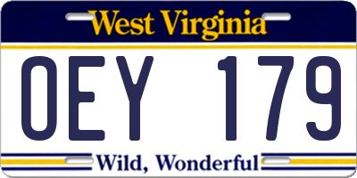 WV license plate OEY179