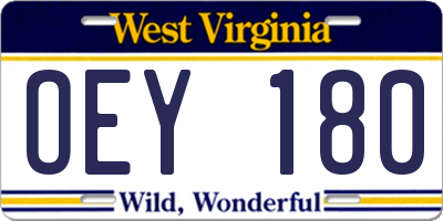 WV license plate OEY180