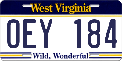 WV license plate OEY184