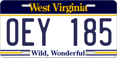 WV license plate OEY185