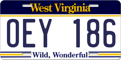 WV license plate OEY186