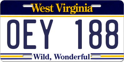 WV license plate OEY188