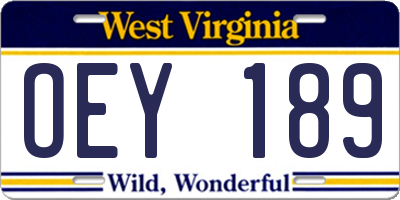 WV license plate OEY189