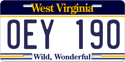 WV license plate OEY190