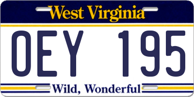 WV license plate OEY195