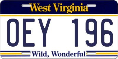 WV license plate OEY196