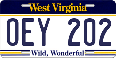 WV license plate OEY202