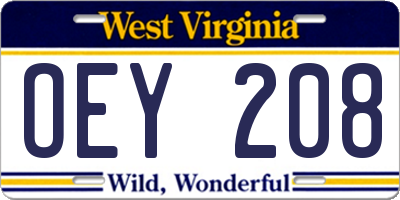 WV license plate OEY208