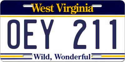 WV license plate OEY211