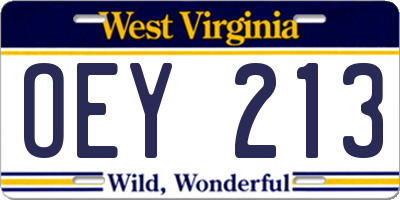 WV license plate OEY213