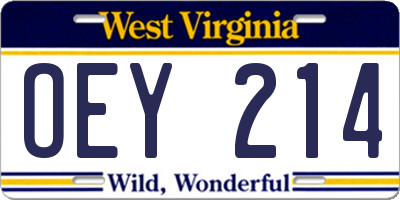 WV license plate OEY214