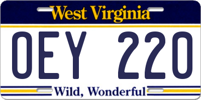 WV license plate OEY220