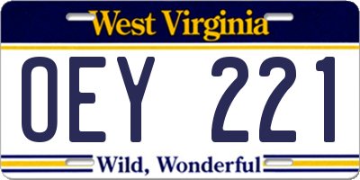 WV license plate OEY221
