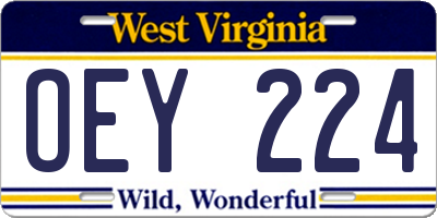 WV license plate OEY224